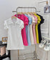Zipper Collar Down Rose Decor Short Sleeves Mini Dress